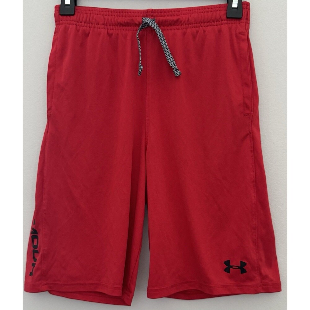 Under Armour Boys YLG Loose Fit HeatGear Pocket Shorts Red